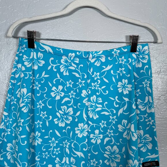 Kerrits Women M Blue White Floral Skirt Lightweight Equestrian Riding Stretch - Picture 3 of 5